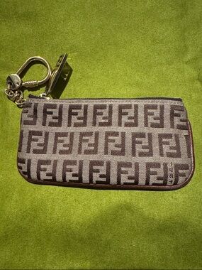 Fendi Brown/Tan Zucca FF Monogram Key Pouch with Keyring